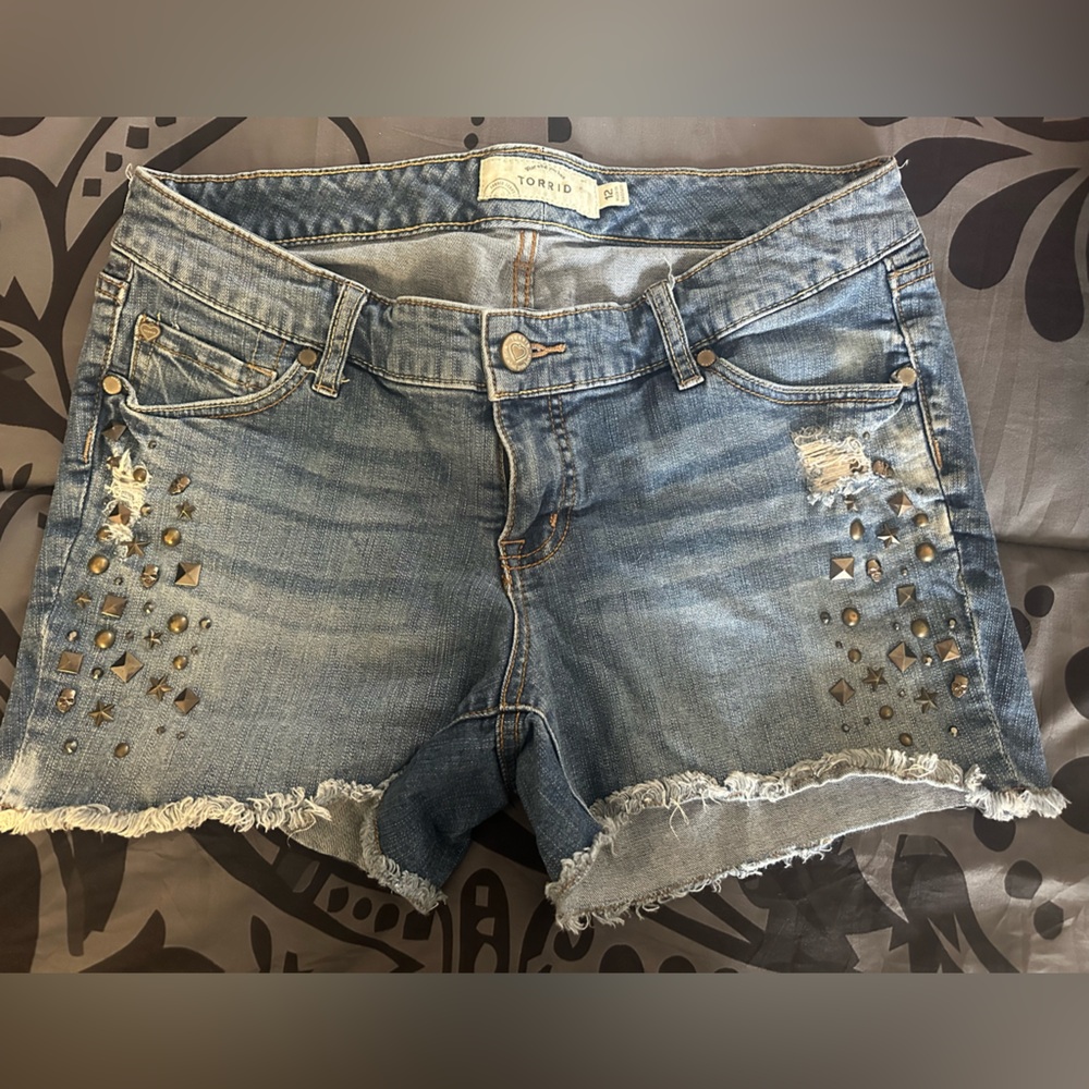 Torrid Blue Distressed Denim Shorts